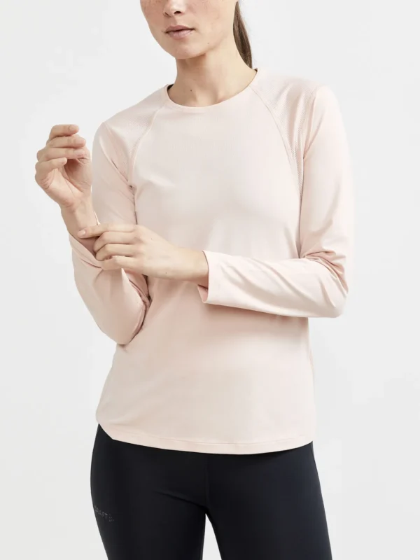 Pitkähihainen Essence teknillinen paita, Vaaleanpunainen