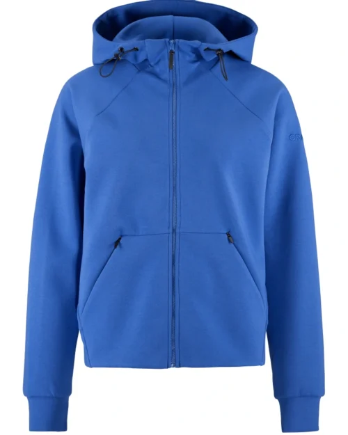 Sininen vetoketjullinen huppari valkoisella taustalka